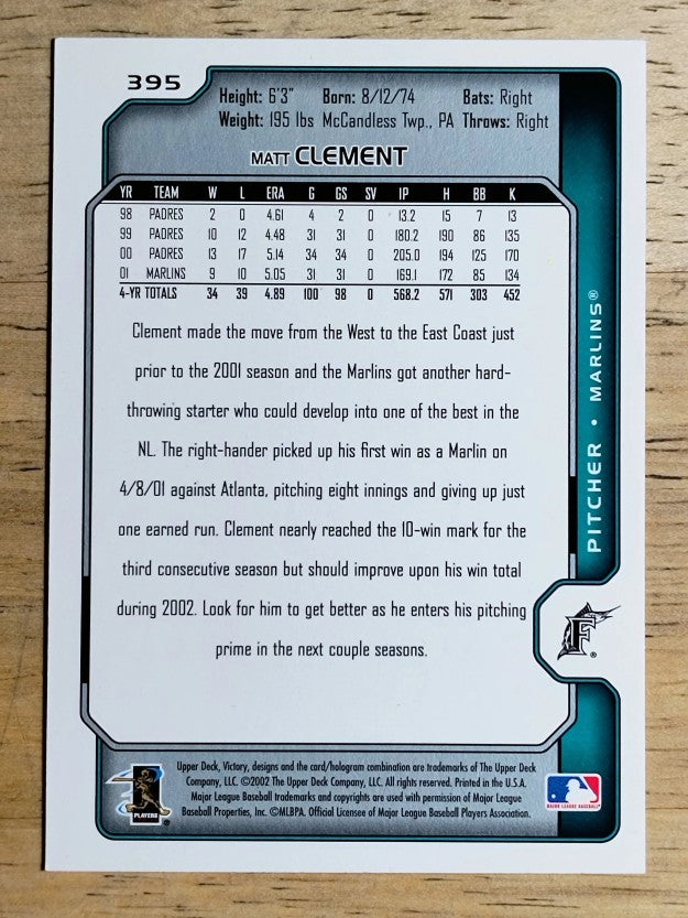 2002 Upper Deck Victory #395 Matt Clement