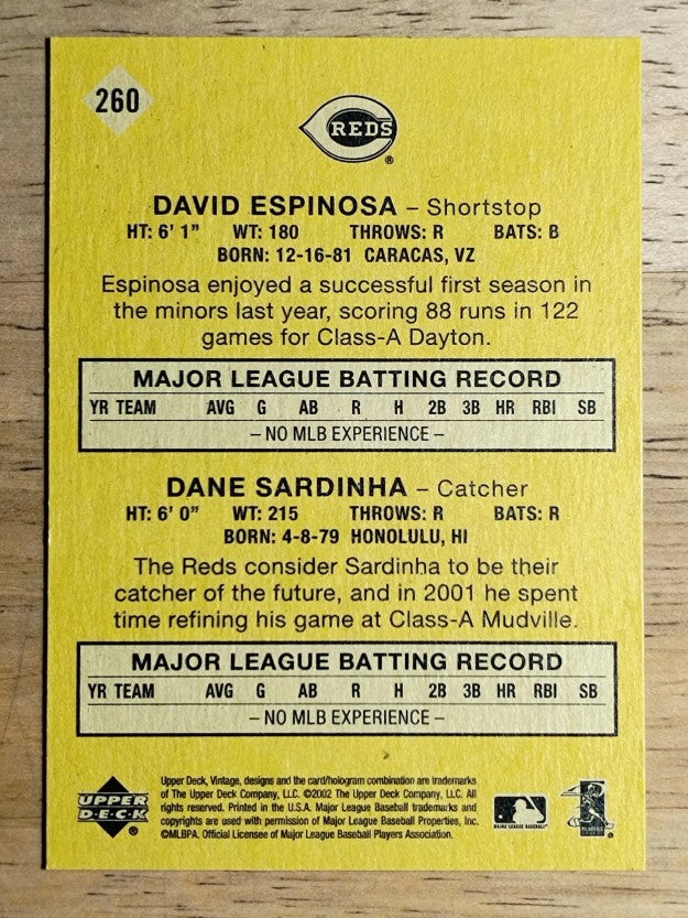 2002 Upper Deck Vintage #260 David Espinosa/Dane Sardinha