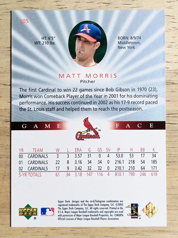 2003 Upper Deck Game Face #105 Matt Morris