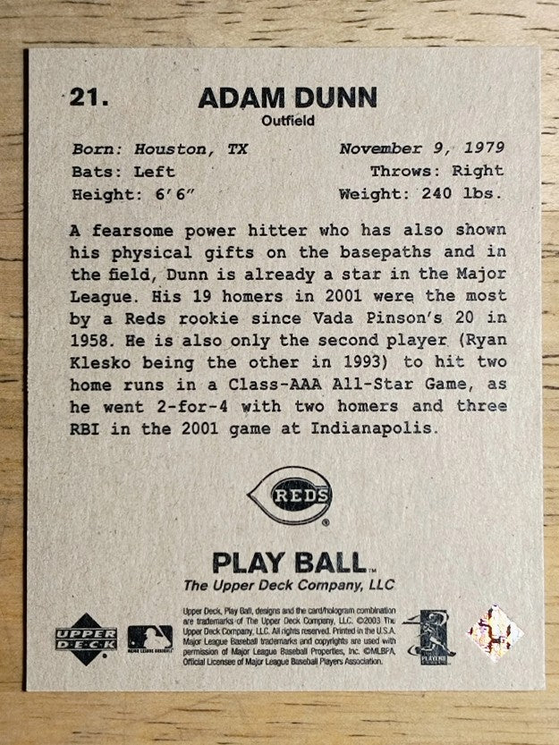 2003 Upper Deck Play Ball 1941 Series #21 Adam Dunn
