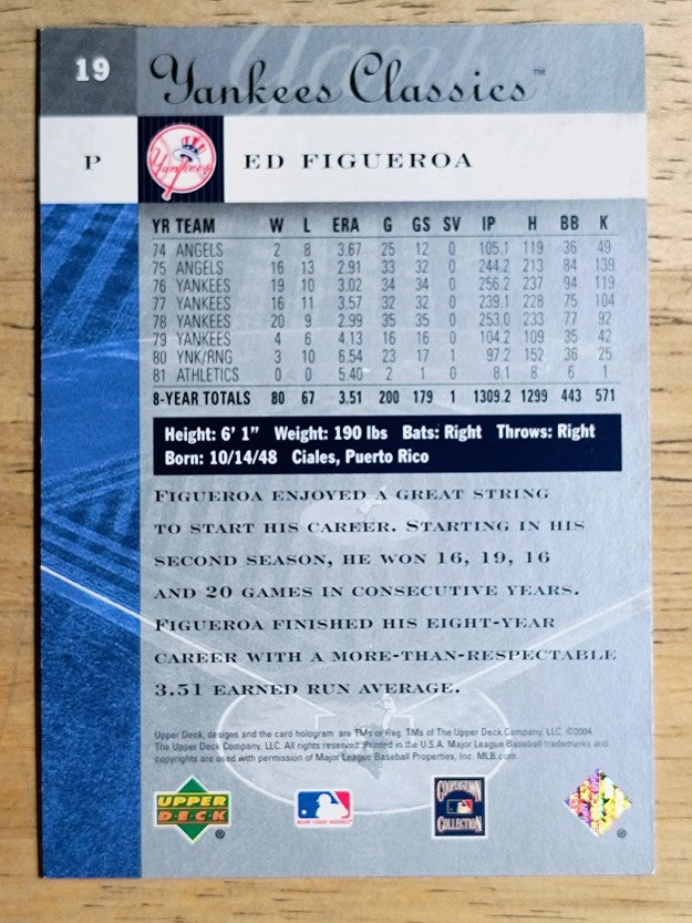 2004 UD Yankees Classics #19 Ed Figueroa