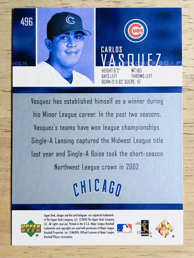 2004 Upper Deck #496 Carlos Vasquez SR RC