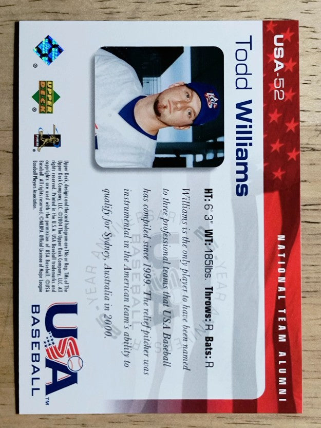 2004 USA Baseball 25th Anniversary #52 Todd Williams