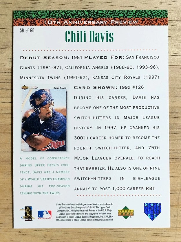 1998 Upper Deck 10th Anniversary Preview #59 Chili Davis