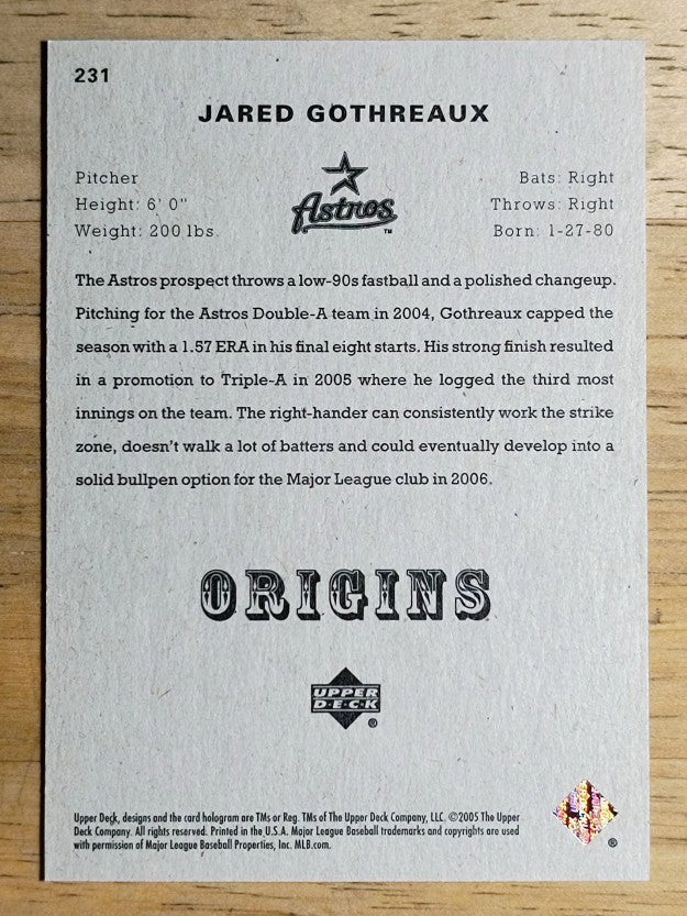 2005 Origins #231 Jared Gothreaux YS RC