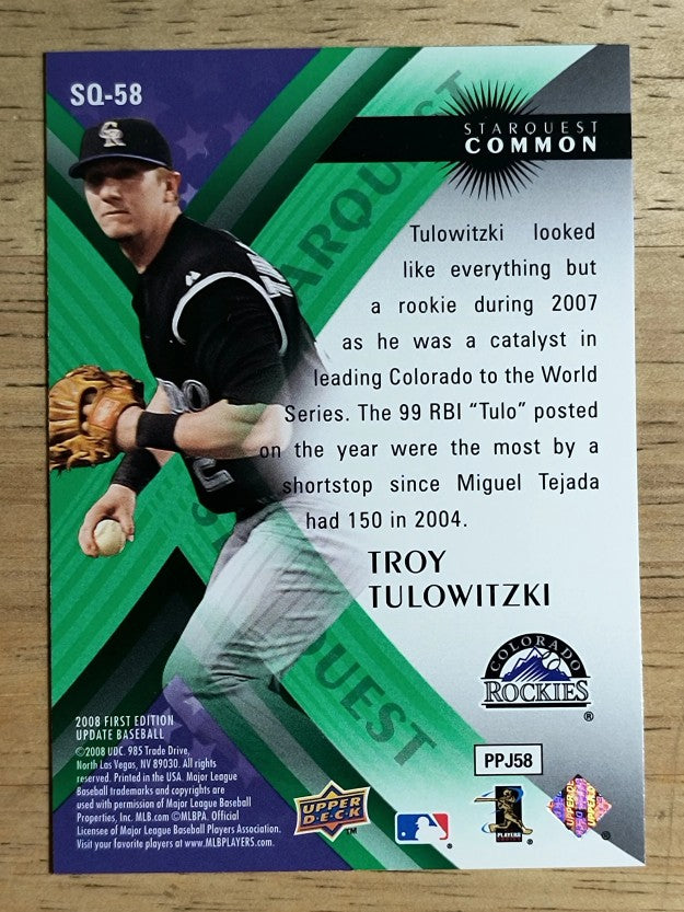 2008 Upper Deck First Edition StarQuest #SQ58 Troy Tulowitzki