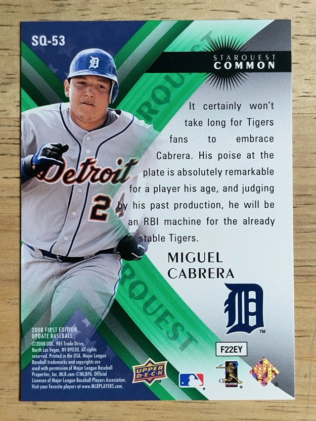 2008 Upper Deck First Edition StarQuest #SQ53 Miguel Cabrera