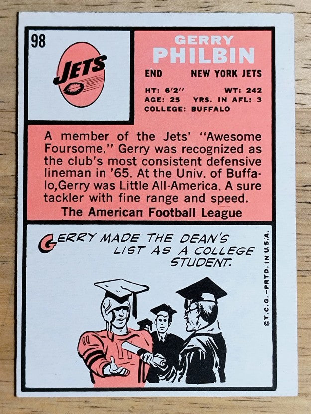 1966 Topps #98 Gerry Philbin (NM)