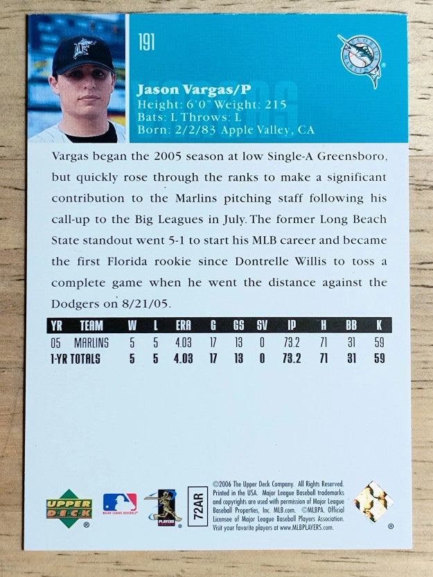 2006 Upper Deck #191 Jason Vargas