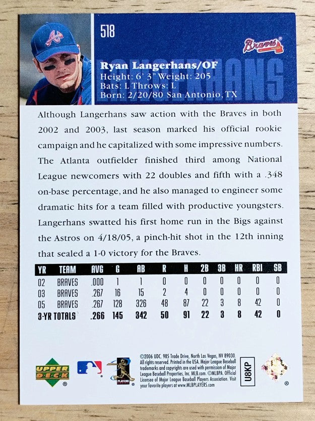 2006 Upper Deck #518 Ryan Langerhans