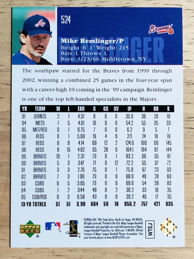 2006 Upper Deck #524 Mike Remlinger