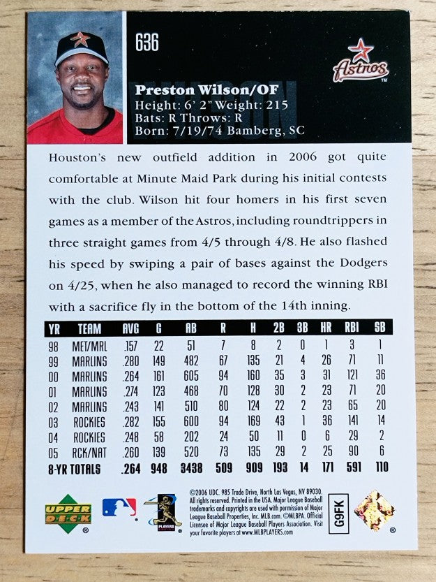 2006 Upper Deck #636 Preston Wilson