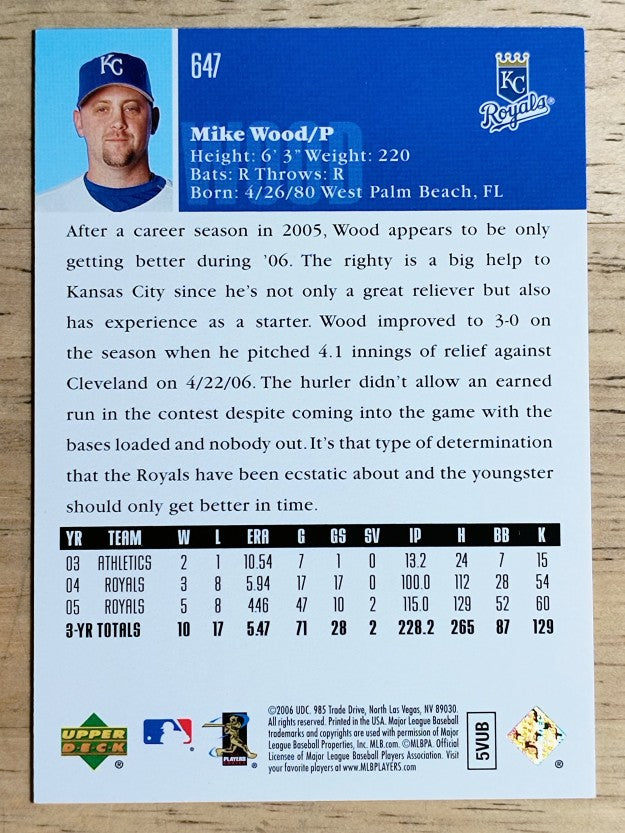 2006 Upper Deck #647 Mike Wood
