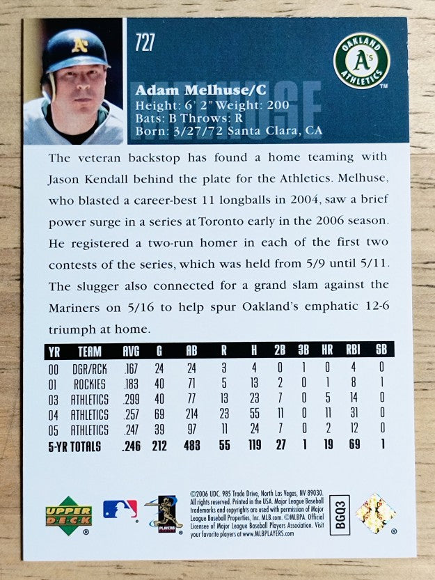 2006 Upper Deck #727 Adam Melhuse