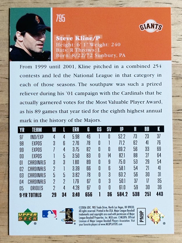 2006 Upper Deck #795 Steve Kline