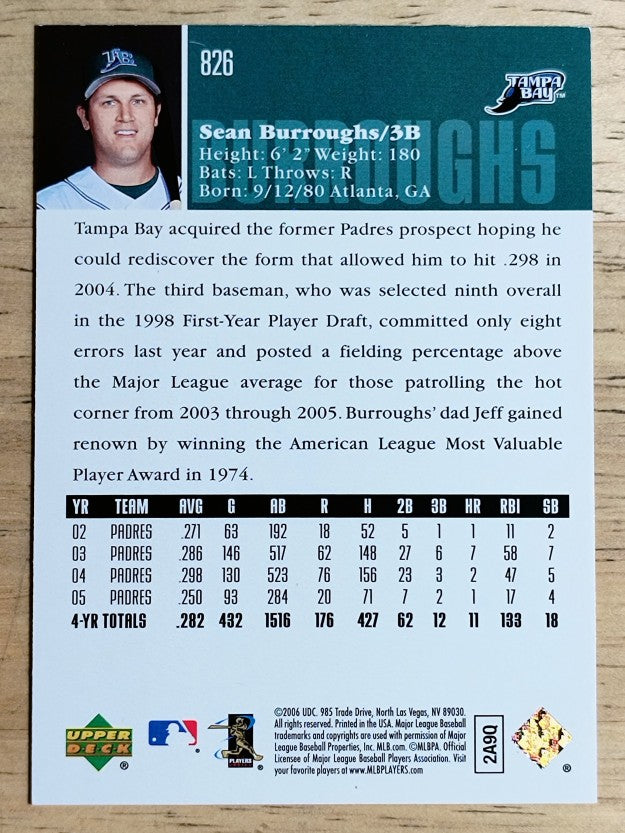 2006 Upper Deck #826 Sean Burroughs
