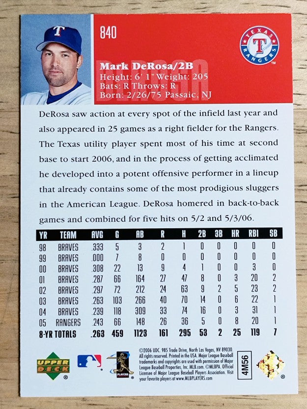 2006 Upper Deck #840 Mark DeRosa
