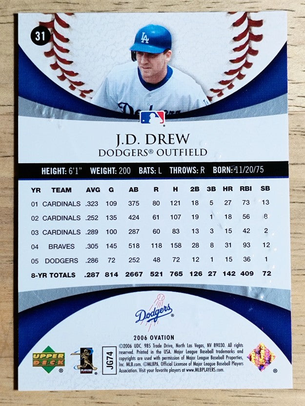 2006 Upper Deck Ovation #31 J.D. Drew