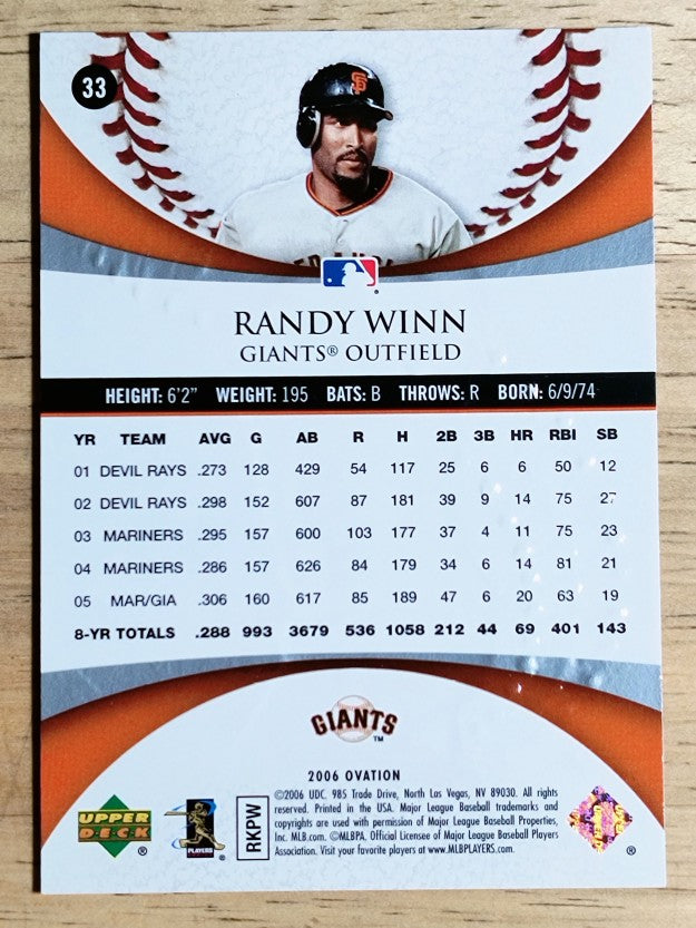 2006 Upper Deck Ovation #33 Randy Winn