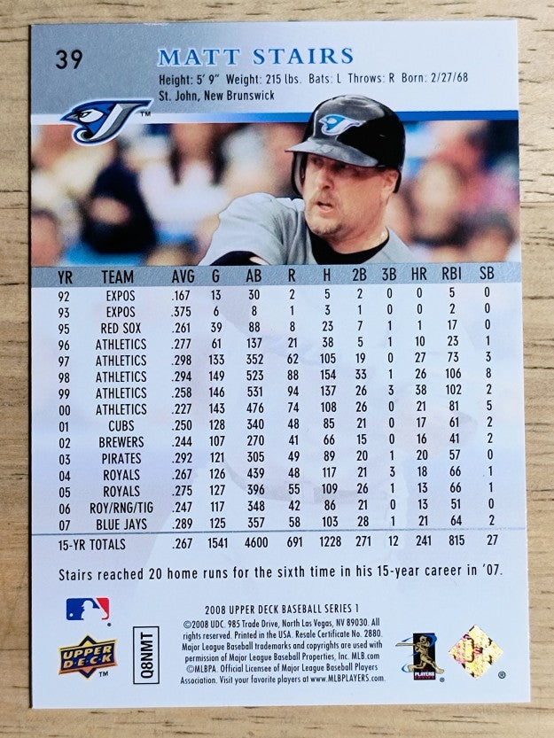 2008 Upper Deck #39 Matt Stairs