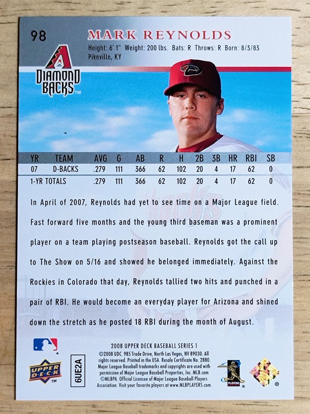 2008 Upper Deck #98 Mark Reynolds