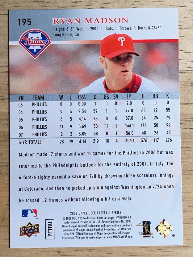 2008 Upper Deck #195 Ryan Madson