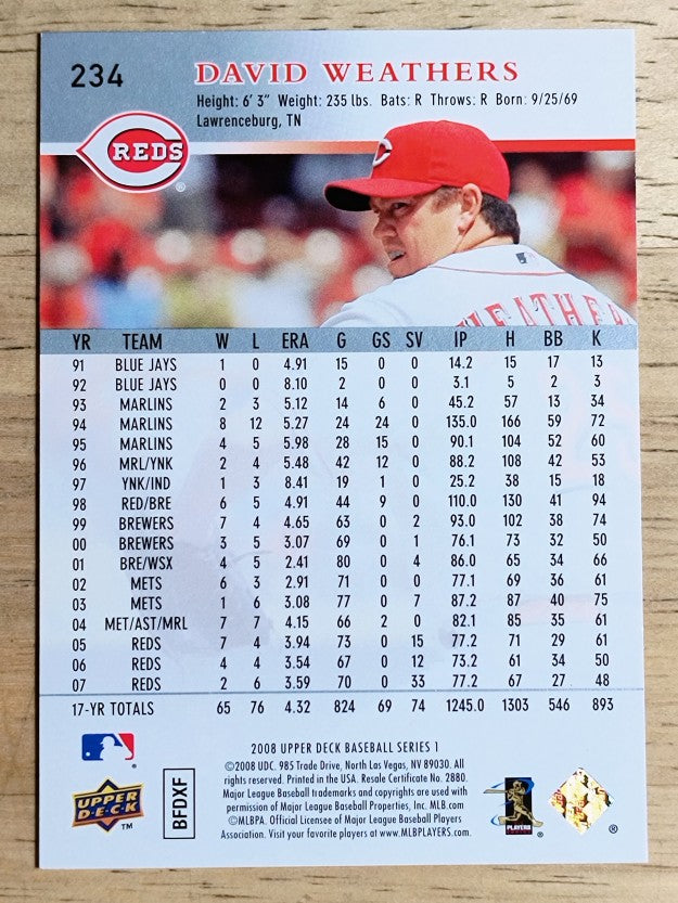 2008 Upper Deck #234 David Weathers