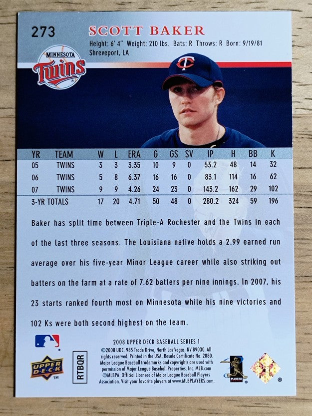 2008 Upper Deck #273 Scott Baker