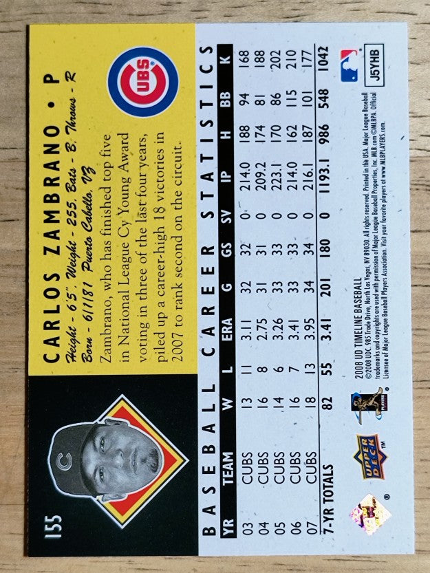 2008 Upper Deck Timeline #155 Carlos Zambrano 94 ATH