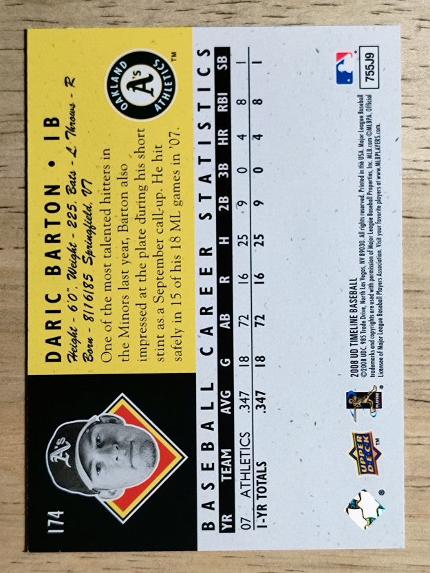 2008 Upper Deck Timeline #174 Daric Barton 94 ATH