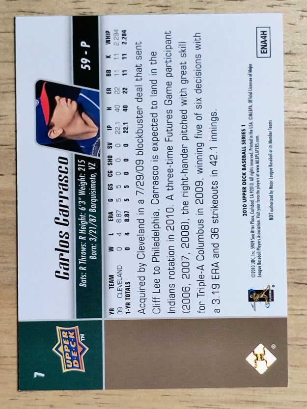 2010 Upper Deck #7 Carlos Carrasco (EXMT)