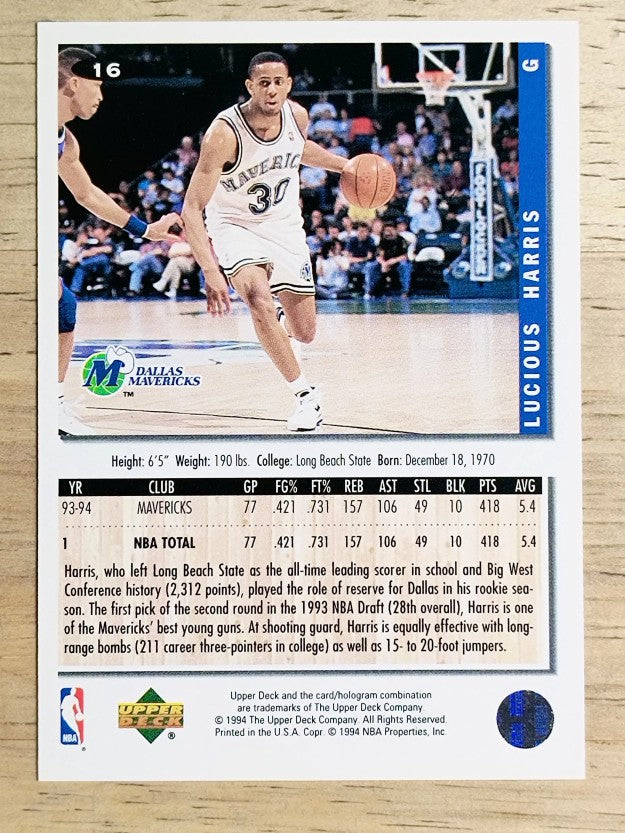 1994-95 Collector's Choice #16 Lucious Harris