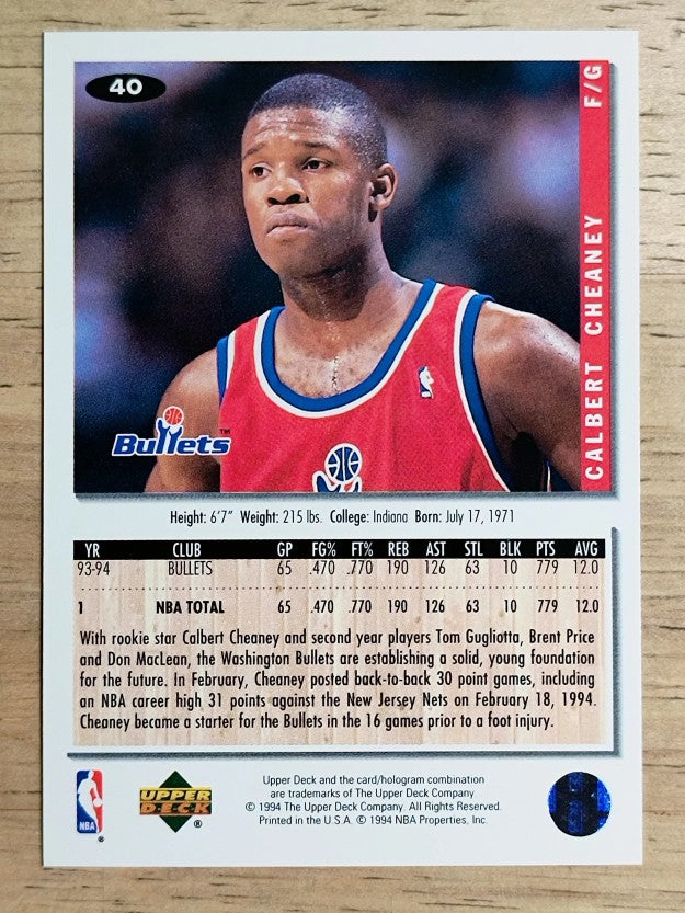 1994-95 Collector's Choice #40 Calbert Cheaney