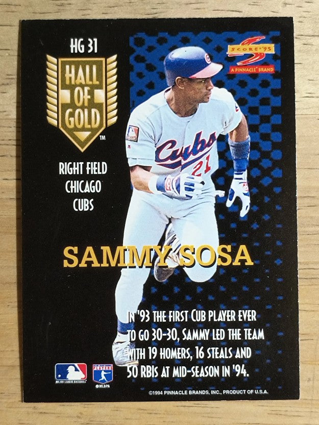 1995 Score Hall of Gold #HG31 Sammy Sosa