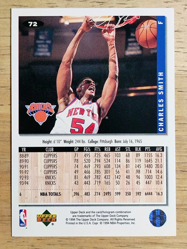 1994-95 Collector's Choice #72 Charles Smith