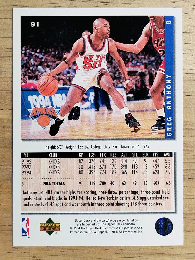 1994-95 Collector's Choice #91 Greg Anthony