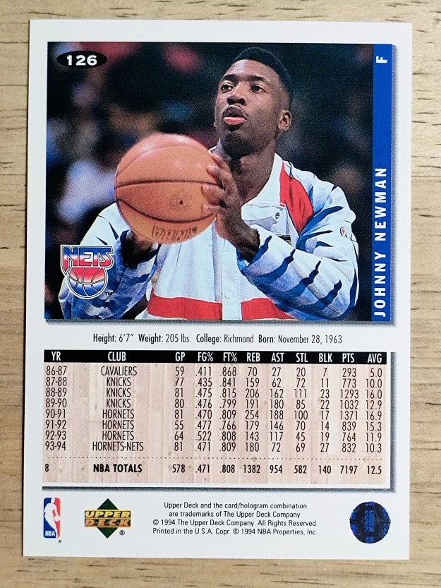 1994-95 Collector's Choice #126 Johnny Newman