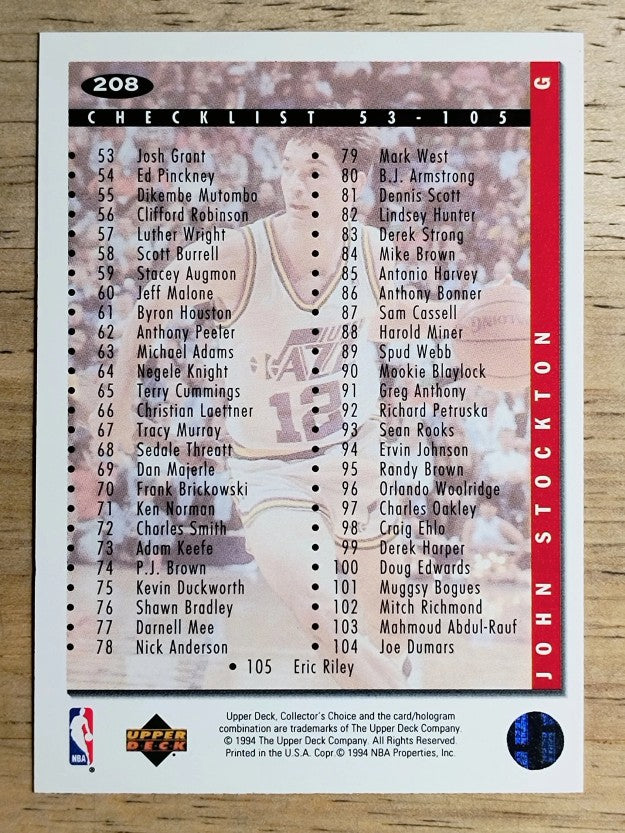 1994-95 Collector's Choice #208 John Stockton CL