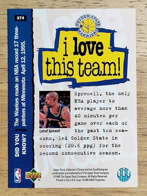 1995-96 Collector's Choice #374 Latrell Sprewell LOVE
