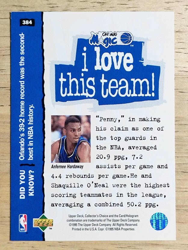 1995-96 Collector's Choice #384 Anfernee Hardaway LOVE