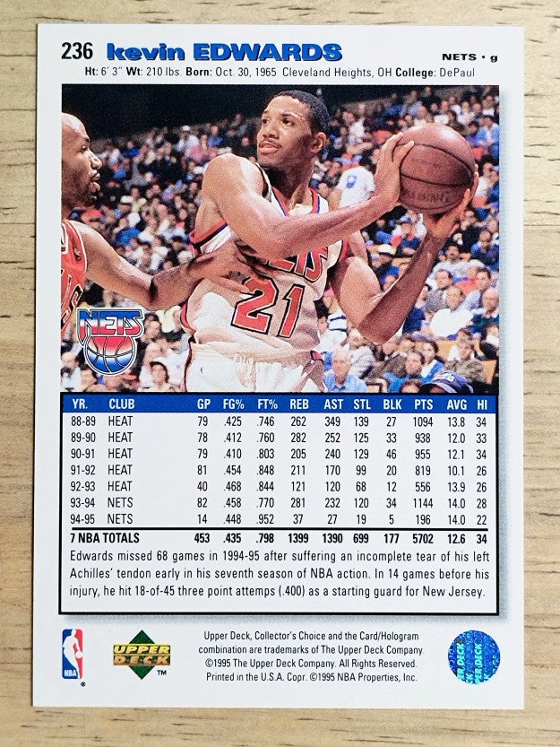 1995-96 Collector's Choice Player's Club #236 Kevin Edwards