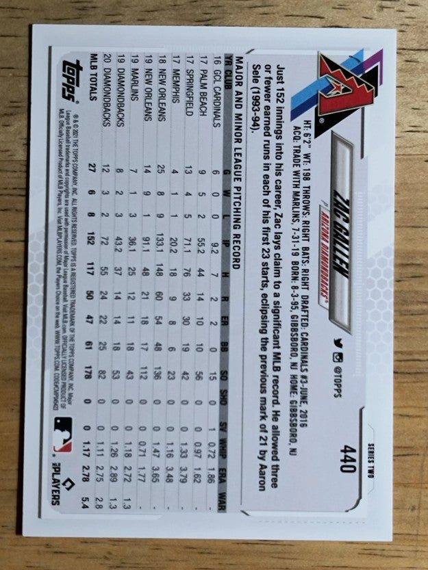 2021 Topps #440 Zac Gallen FS