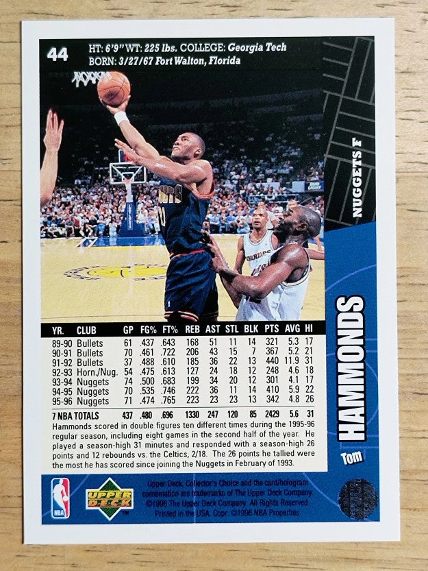 1996-97 Collector's Choice #44 Tom Hammonds