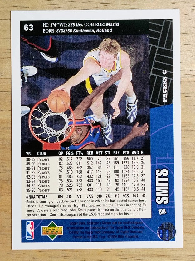 1996-97 Collector's Choice #63 Rik Smits