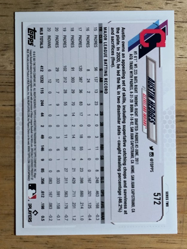 2021 Topps #572 Austin Hedges