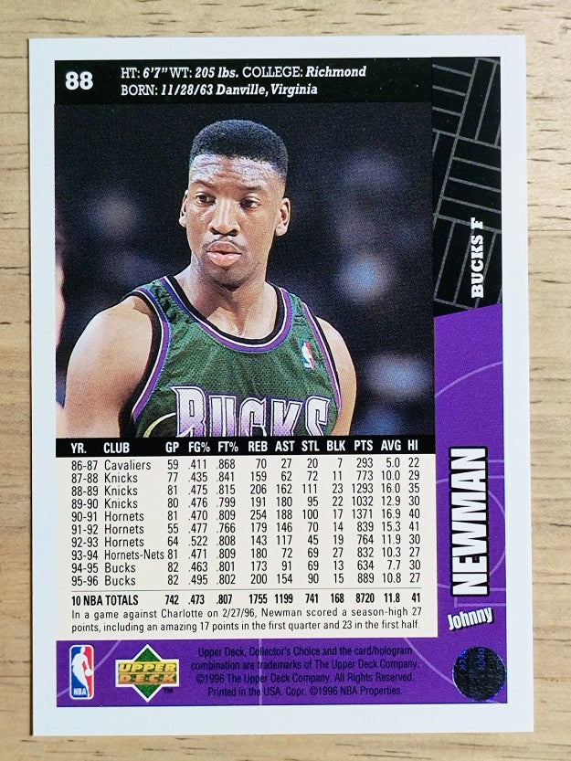 1996-97 Collector's Choice #88 Johnny Newman