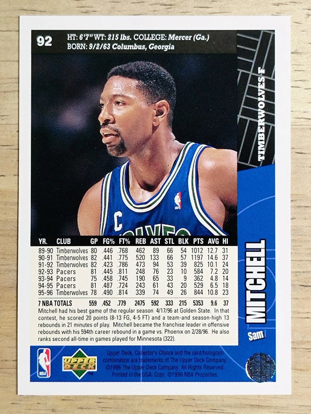 1996-97 Collector's Choice #92 Sam Mitchell