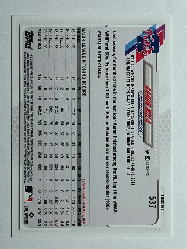 2021 Topps #537 Aaron Nola