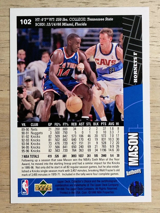 1996-97 Collector's Choice #102 Anthony Mason