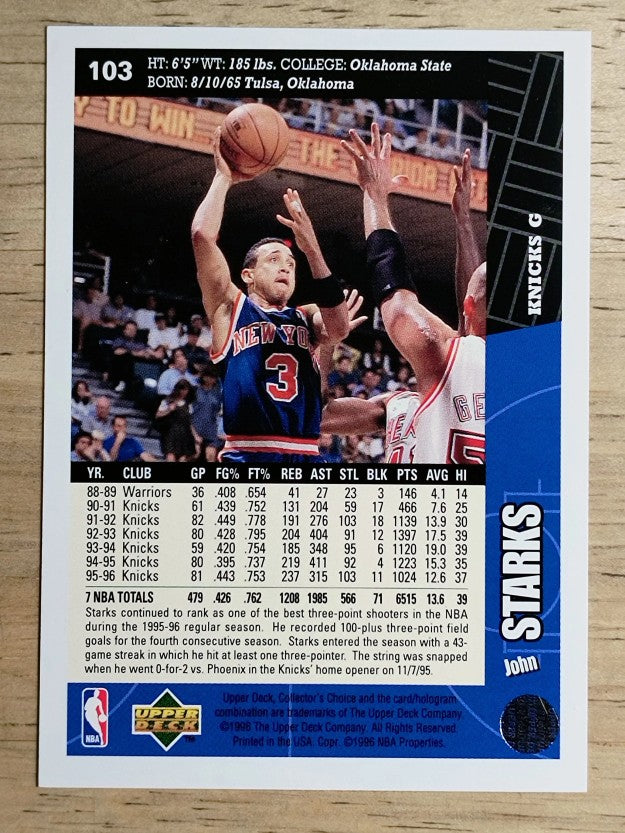 1996-97 Collector's Choice #103 John Starks